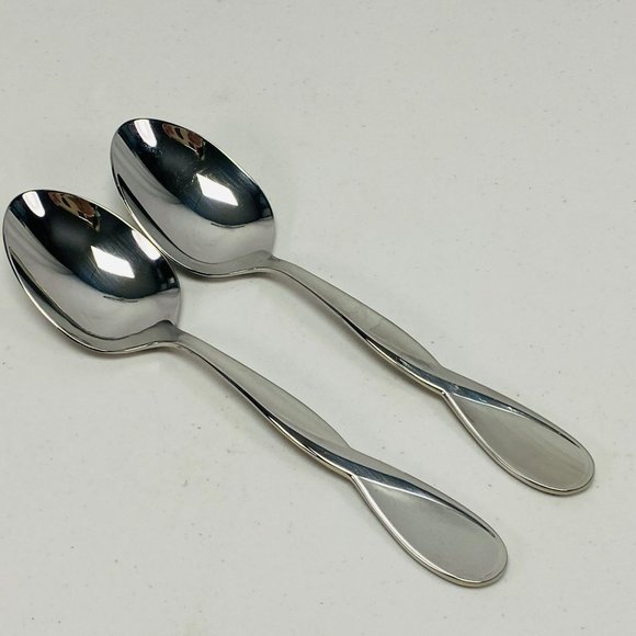 Onedia 6 Piece Serving Set Satin Aquaris Silver Spoon Fork Pie Server - Picture 5 of 12